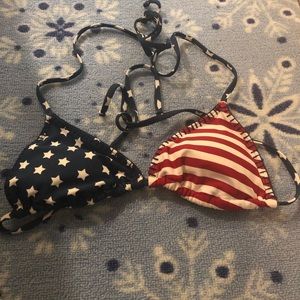 ERIN WASSOM FLAG SWIMSUIT TOP, tie on small